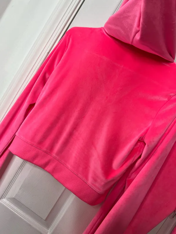 Aerie Velour Tracksuit Set Pink Y2K Lounge Pants Hoodie Coquette Barbiecore S - Image 8