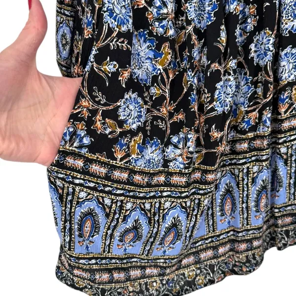 Free People Moonlight Dance Floral Bell Sleeve Boho Tunic Top Blue Size‎ Small - Image 11