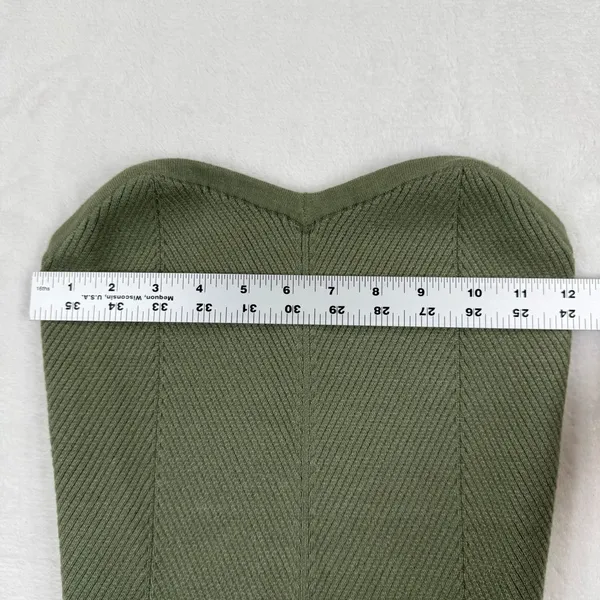 Aerie Womens‎ Olive Green Ribbed Knit Sweetheart Corset Style Tube Top Size M - Image 3