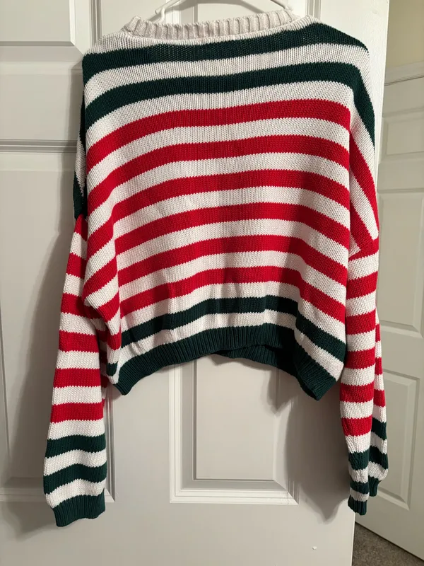 Mi Ami Striped Sweater Red Green White Sweater - Image 2