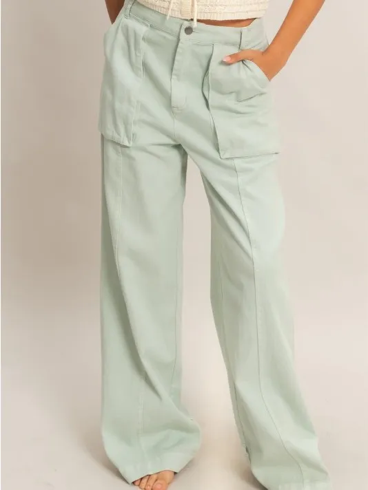 HYFVE Wide-Leg Utility Pants in Mint Green size small - Image 2