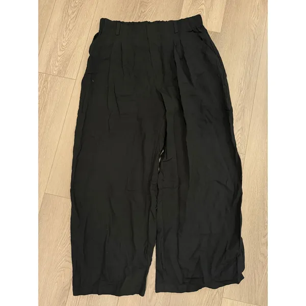 Halara Wide Leg Flowy Solid Palazzo Casual Linen Feel Pants Black XL - Image 2