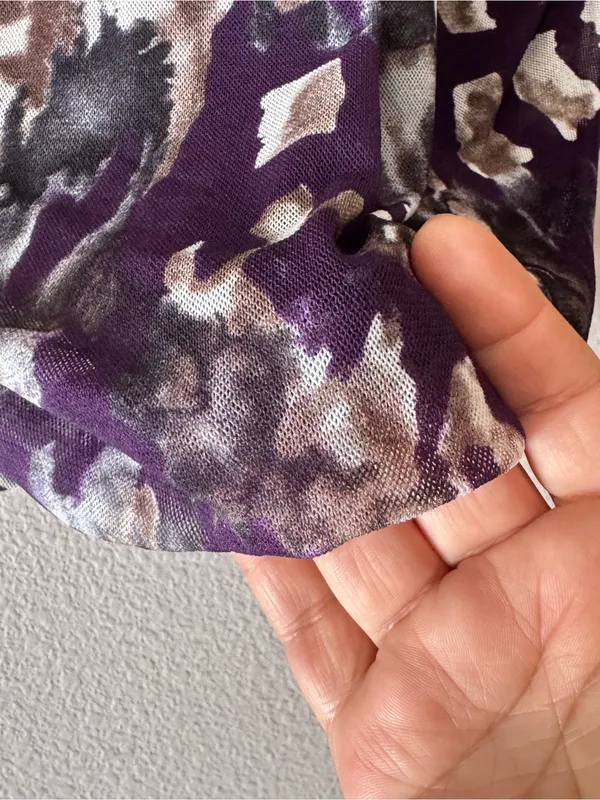 GNW Purple Abstract Print 3/4 Sleeve V-Neck Top - Image 6