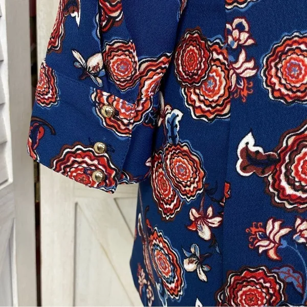 Zara Trafaluc Sheath Dress Floral Long Sleeve‎ Blue Size XS - Image 6