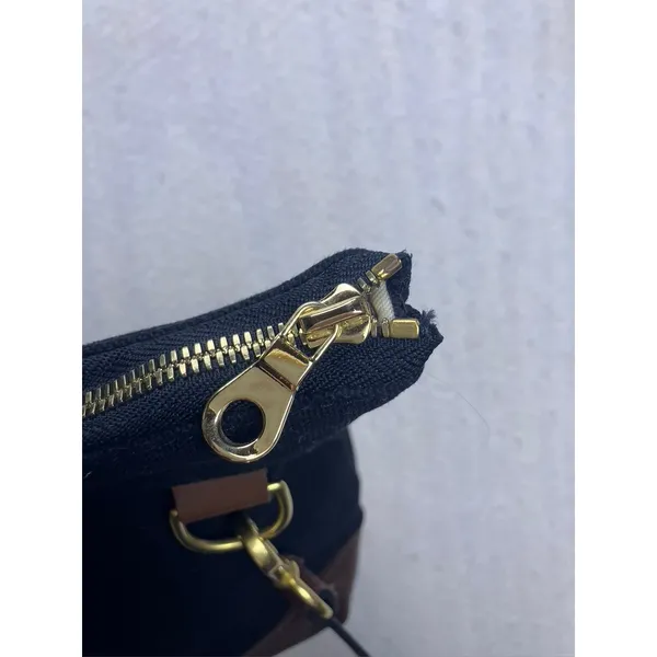 R.Riveter Black Canvas & Brown Leather Crossbody‎ Tote Bag American Handmade - Image 3