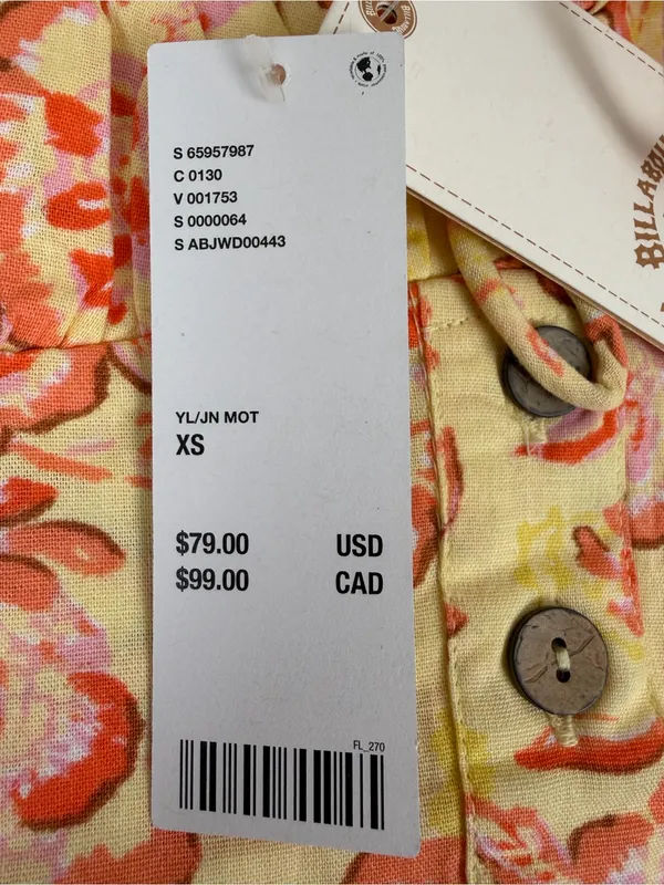 Billabong Wrangler Floral Mini Dress XS Yellow Orange Cottagecore‎ NWT - Image 6