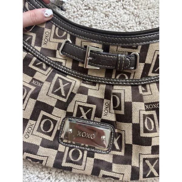 Y2K Monogram Shoulder Bag XOXO Vintage Brown Hobo Purse Retro Logo Print 2000s - Image 2