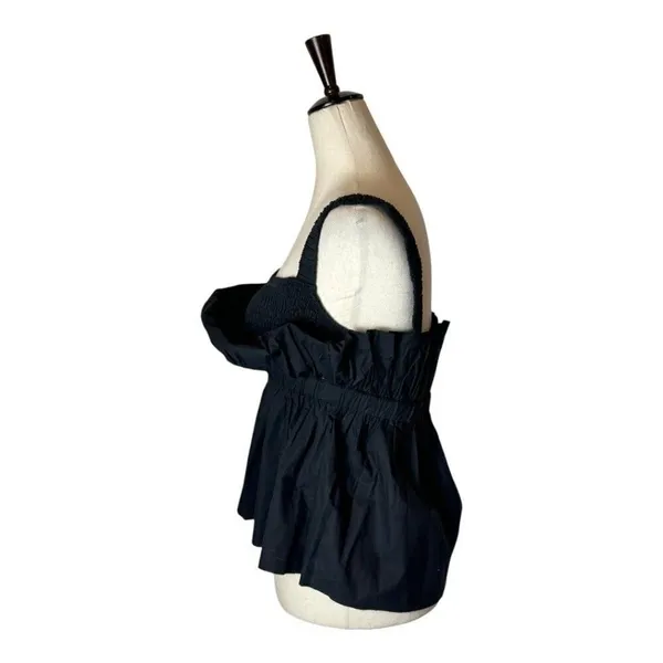 Cleobella Shirt Women XS Black Organic Cotton Ruffle Peplum Desi Tank Top Gothic - Image 10