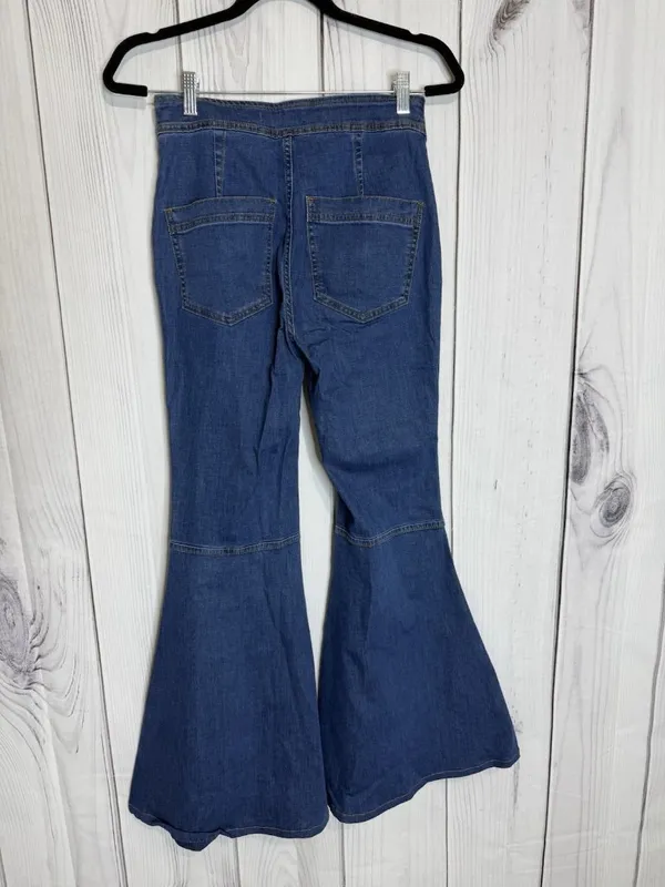 We The Free People Blue Jeans Sz 27x29 Flare Leg Bell Bottom Side Zip High Rise - Image 4