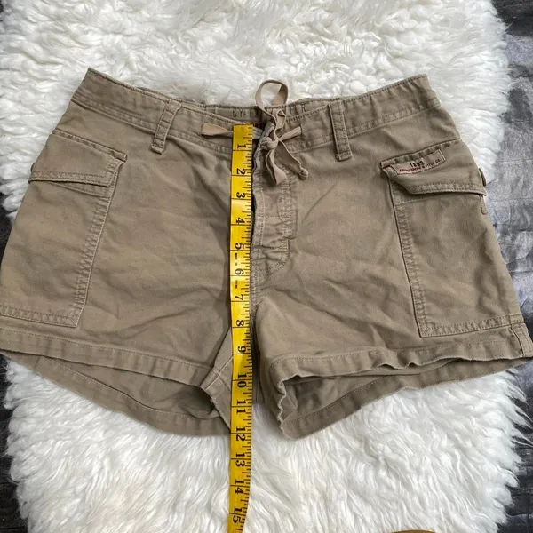 Abercrombie & Fitch Khaki Tan Cargo Low Rise Shorts 100% Cotton - Image 7