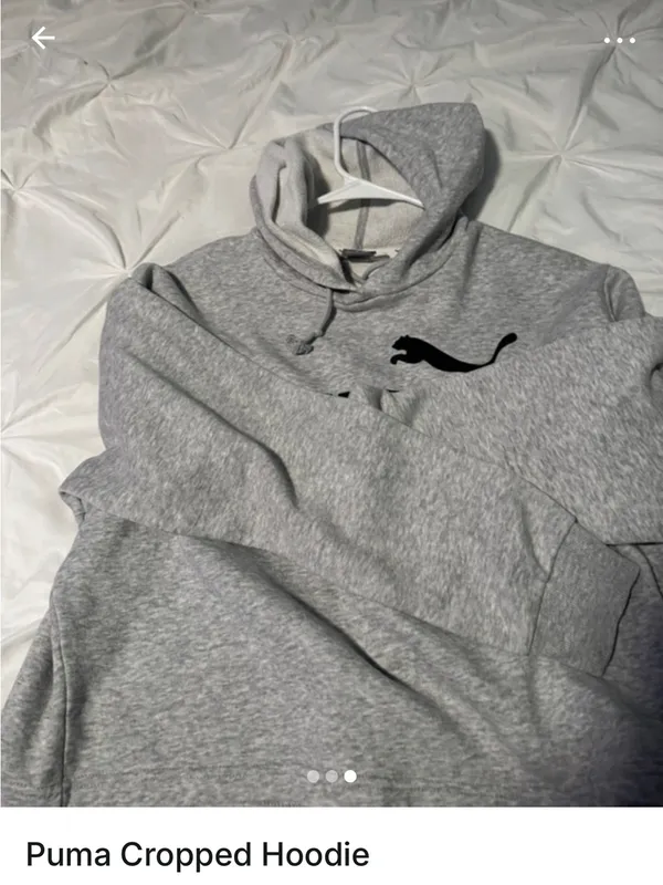 Puma Gray Pullover Hoodie with Black Logo - Image 3