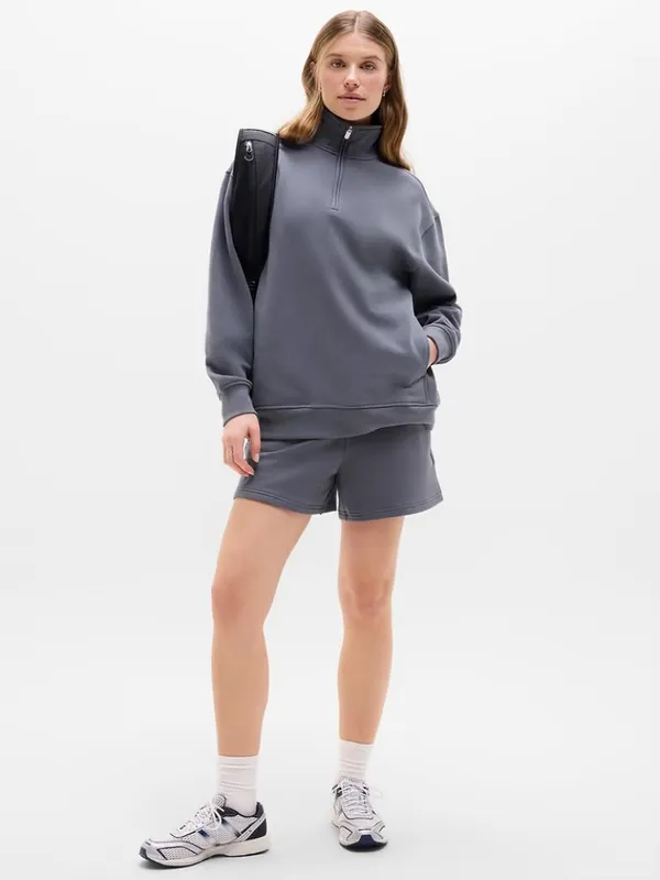 New Athleta M Forever Fleece 1/4 Zip Sweatshirt Slate Grey Medium Regular - Image 2