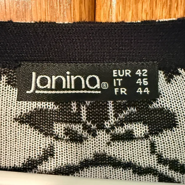 Janina Black White EU‎ 42, US Large Duster Cardigan Open Front Midi Sweater - Image 2
