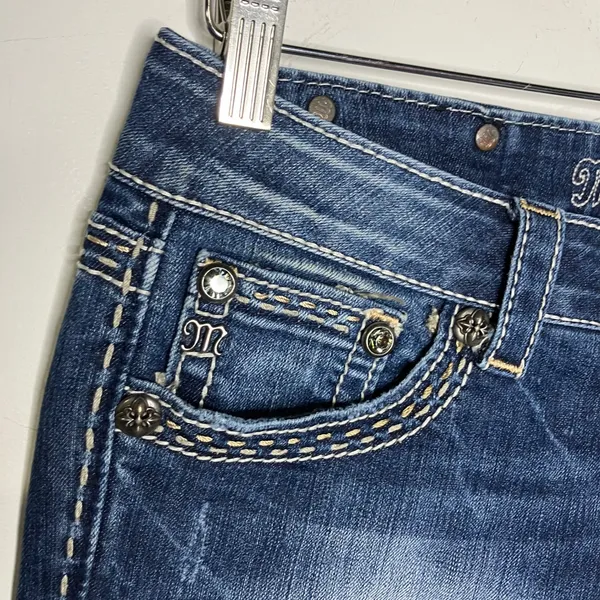 Miss Me‎ boot cut jeans women's size 28 distressed western cowgirl bling - Image 3