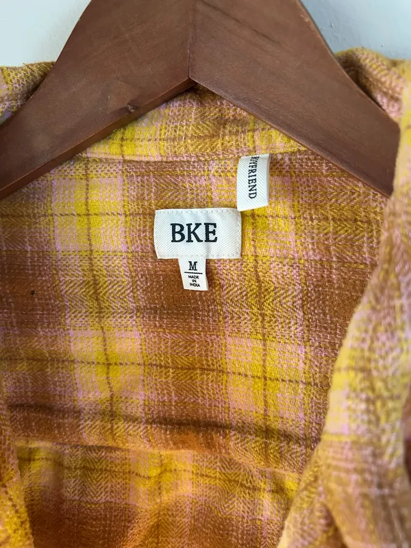 BKE | Boyfriend Style Yellow Plaid Flannel - Image 2