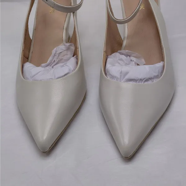 Frankie4 Womens Gigi Pumps Sz 10 Ivory Leather Pointed Toe Heels Wedding Party - Image 4