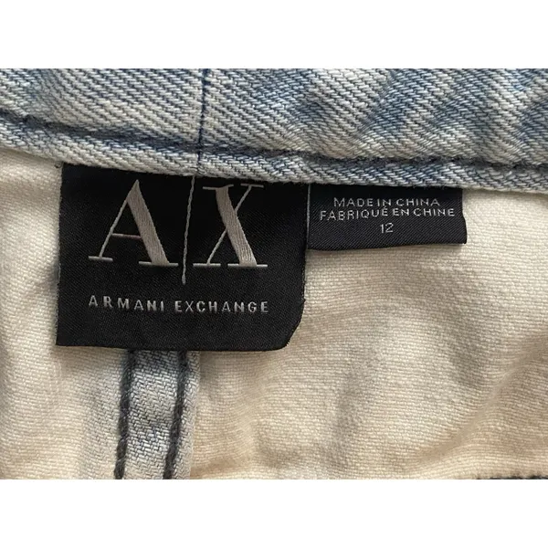 Y2K Armani Exchange Studded Denim Shorts Distressed Acid Wash Grunge Size 12 - Image 14