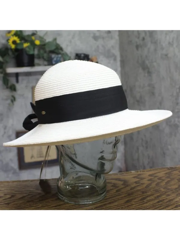 NWT Scala Womens Paper Braid Hat with Dimensional Brim LP149 White - Image 2