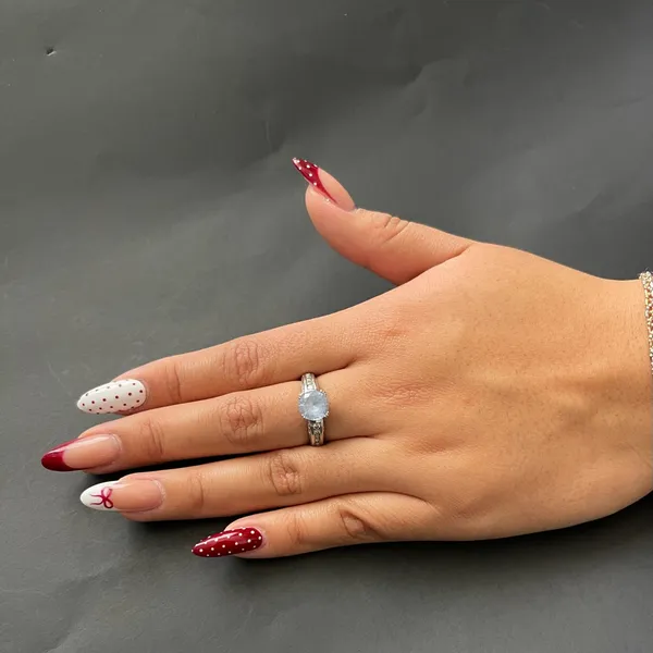 925 Sterling Silver Aquamarine Cubic Zirconia Ring Size 8 Engagement Anniversary - Image 2