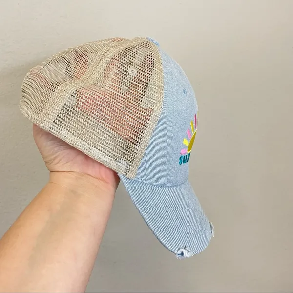 Katydid Sunkissed Embroidered Denim Trucker‎ Hat NWT - Image 2