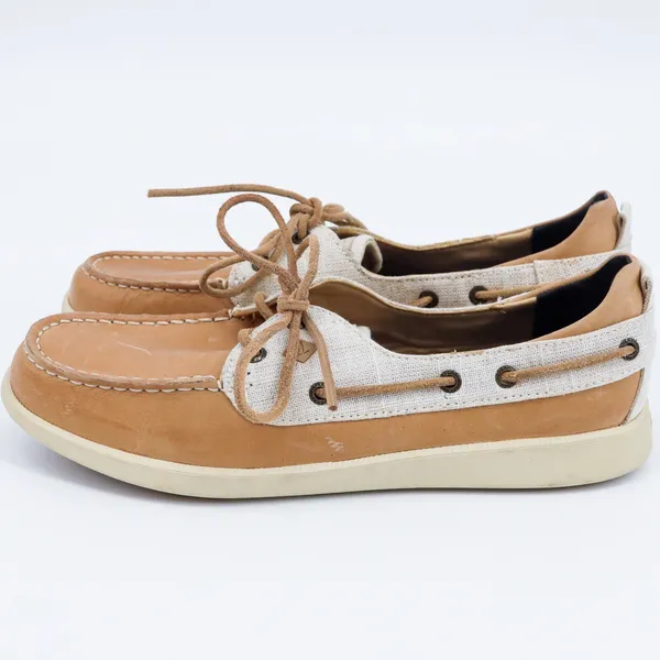 Sperry Top-Sider Womens STS81857‎ Tan Leather Canvas Boat Shoes 9.5 - Image 2
