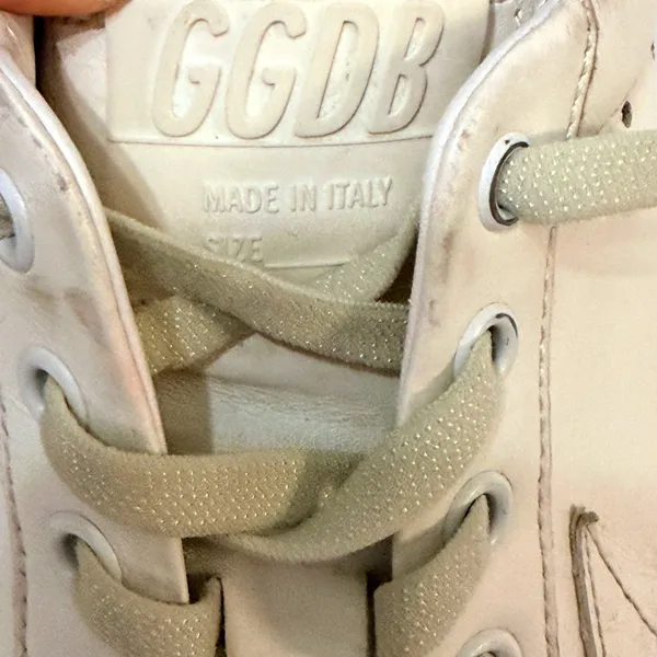 Golden Goose PureStar Low Top Sneakers White Leather Glitter Heel Size 38 US 8 - Image 13