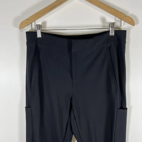 Athleta Stella‎ Shale Black Ankle Zip Stretch Trouser Pants Women's Size 12 - Image 2