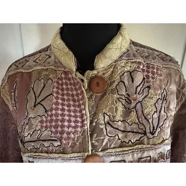 Original RETRO Brand Vintage Boho Tapestry Beaded Accent Jacket Blazer Size M - Image 6