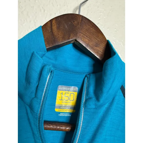 Icebreaker GT 150 Ultralite Merino Wool Half Zip Cycling Top Women’s M Blue - Image 3