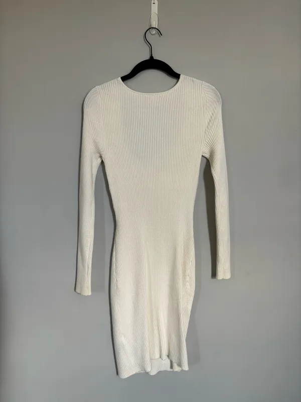 Abercrombie & Fitch Cream Long Sleeve Dress - Image 3
