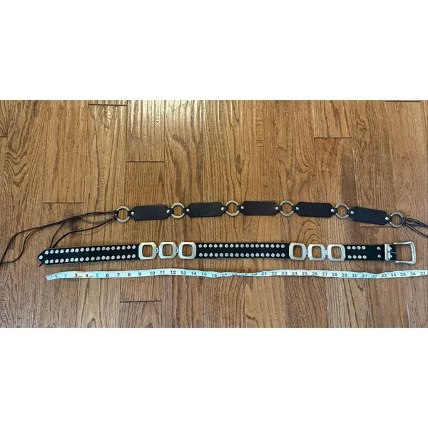The limited Genuine leather vintage black buckle belt bundle size S/M - Image 3