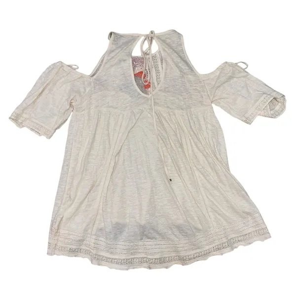 Free People NWT beaded cream Fast Times Cold Shoulder Top Women's size medium - Image 2