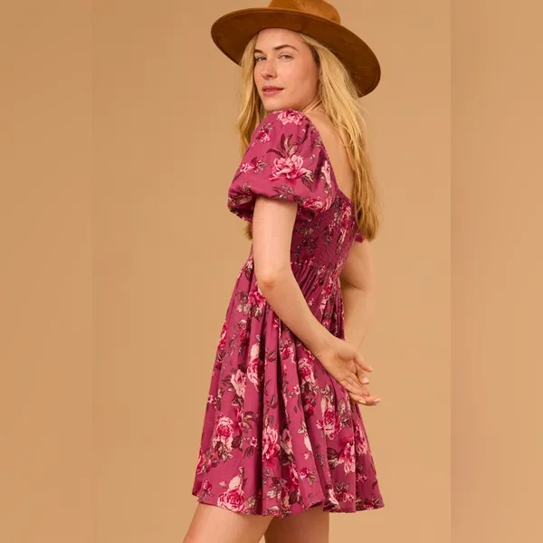 NWT Altar'd State Ashleigh Smocked Mini Dress with Puff Sleeves - Image 3