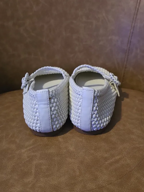 Zara White Woven Mary Jane Flats for women - Image 5
