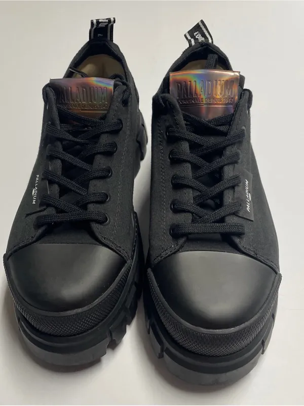 Palladium Revolt Lo Tx Black Low Fashion Sneaker Chunky. Canvas outer. Vegan. 8 - Image 3
