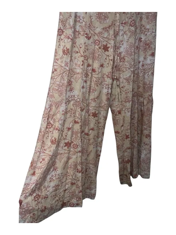 Rewash Mauve & Cream Floral Smocked Wide-Leg Pants - Size Medium (NWT) - Image 5