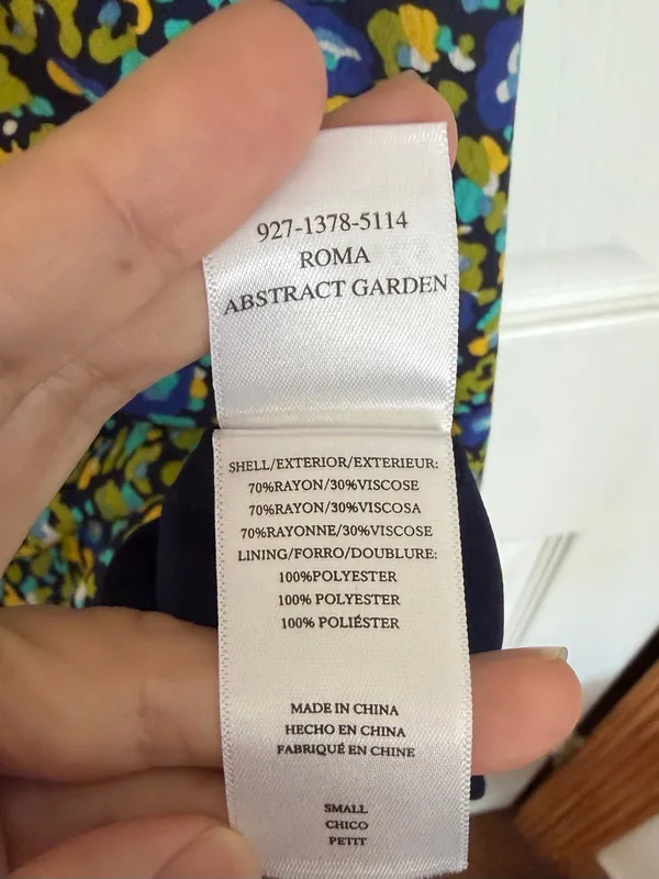 Rails Roma Mini Dress Abstract Garden Green Blue Size Small Printed Puff Sleeve - Image 7