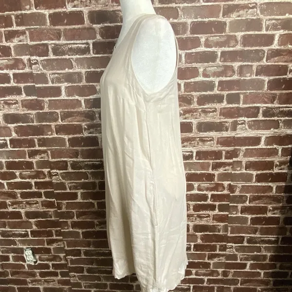 Calypso St Barth Midi Sleeveless Dress Cream Embroidered Linen Blend Pockets S - Image 6