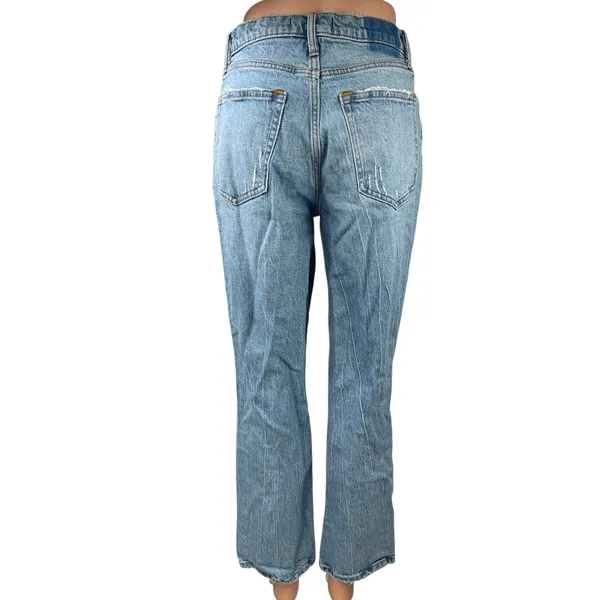 Abercrombie & Fitch Blue Distressed 90s Straight High Rise Denim Jeans Size 28 - Image 3