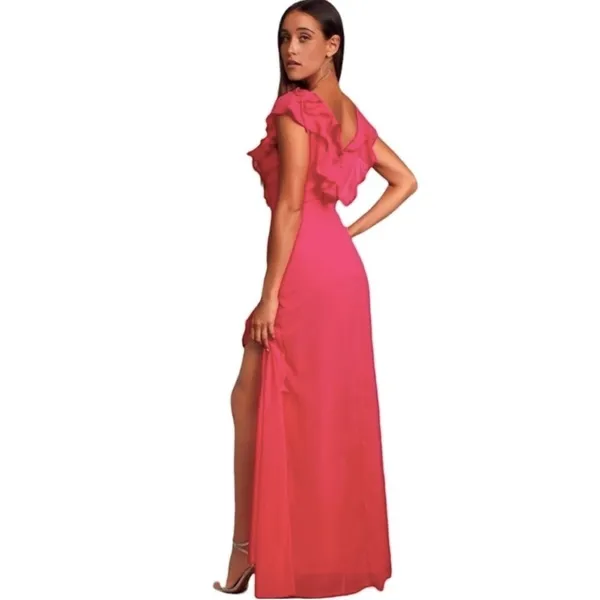 Lulus Pink Ruffled Surplice Maxi Dress - Image 2