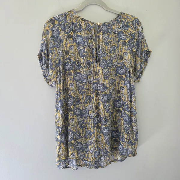 LOFT Outlet Yellow and Gray Peasant Blouse - Image 5