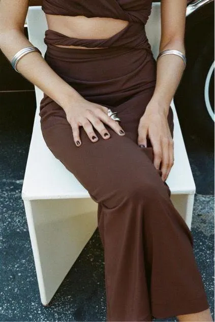 Zara dress fitted bodycon Brown Cutout Midi Party Wedding Coctail - Image 16