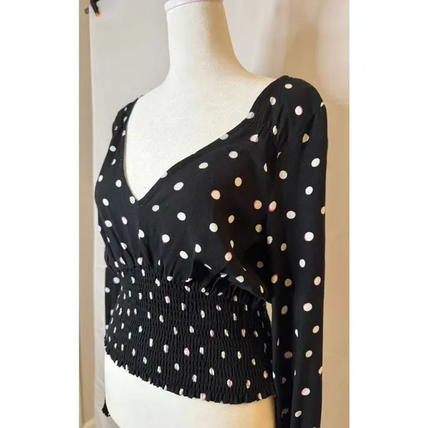 NWT Abercrombie Smocked Waist Polka Dot Blouse sz. S - Image 6