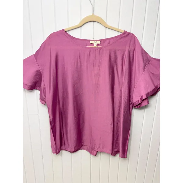 Easel Los Angeles Orchid Purple Ruffle Sleeve Blouse Top 1X‎ NWT - Image 2