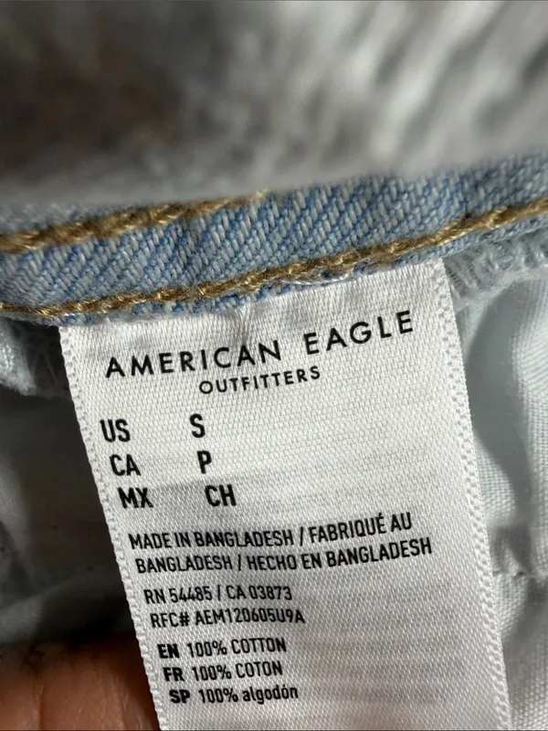 American Eagle Outfitters Pale Blue Cropped Denim Distressed Jacket - Image 8
