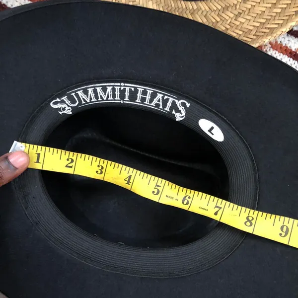Summit Hats Black Leather Suede Wool Felt Cowboy Cowgirl Hat Cap Size L - Image 7