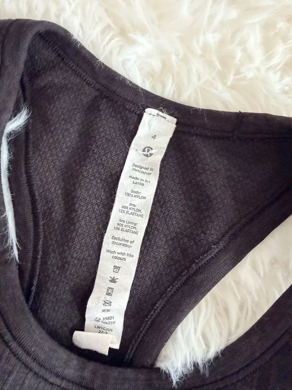 Lululemon Ebb to Street Cropped Racerback Tank Top Black Size 4 - Image 2