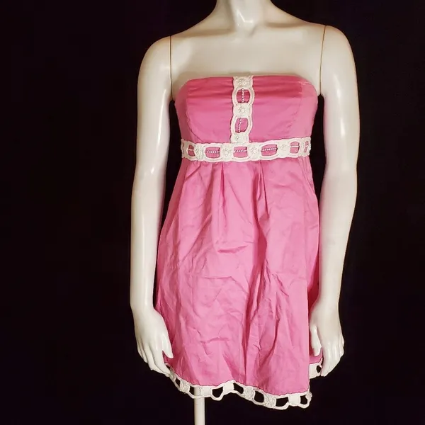 Lilly Pulitzer Pink & White Strapless Dress (2) - Image 3