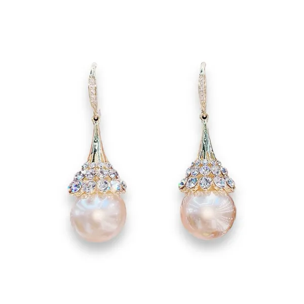 Elegant CZ Pearl Dangle Drop Earrings for Women - Image 3