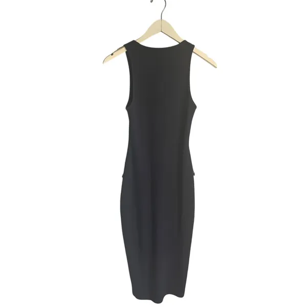 Derek Lam 10 Crosby Ribbed Tank Dress Black Laceup Witchy Midi Y2K XS Bodycon - Image 3